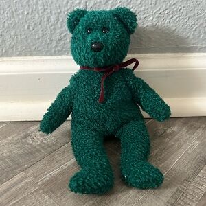 TY Beanie Babies 2001 Holiday Teddy Green DOB December 24, 2000 Vintage